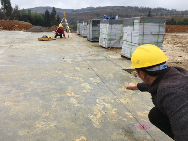 石材測量，定位放樣寫